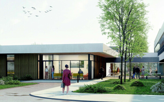 Lauréat du concours pour l'extension du bâtiment Baudrairie du Centre Hospitalier de Nord-Mayenne.