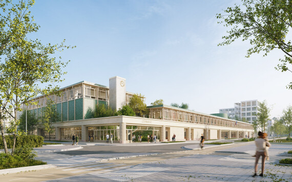 Construction of the future school complex in the ZAC district of the École polytechnique neighborhood in Palaiseau (91).